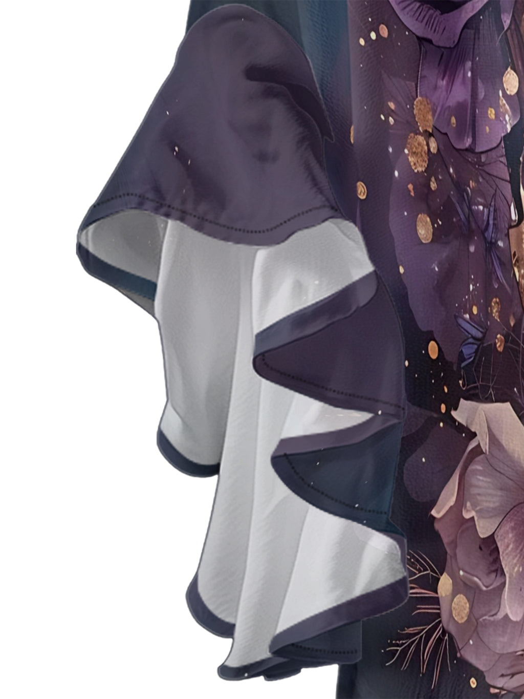 Flower Burial Skull V-neck Ruffle Blouse