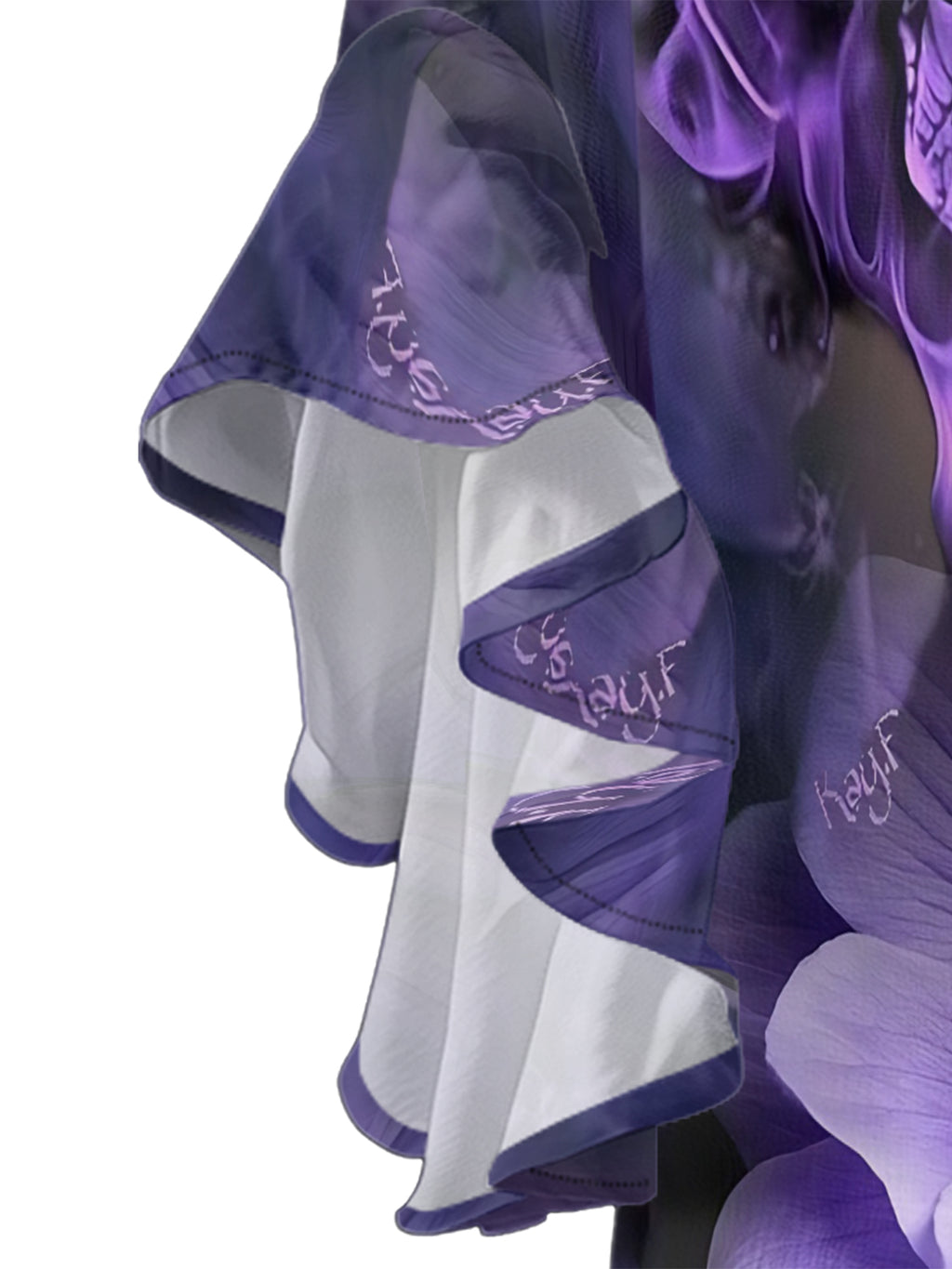 Lotus Twin Skulls V-neck Ruffle Blouse