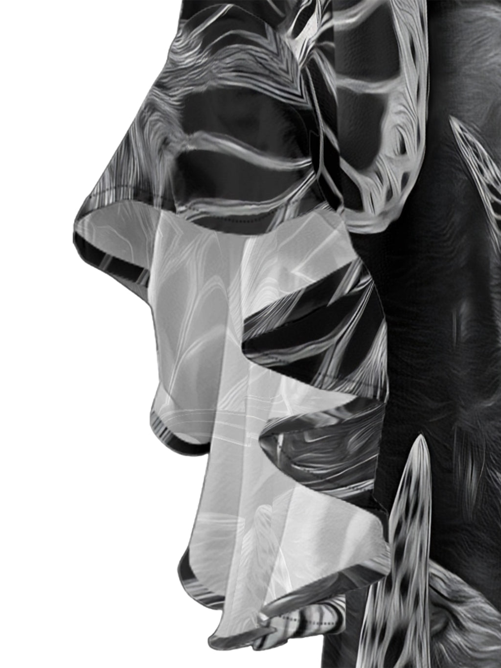 Butterfly Skull V-neck Ruffle Blouse