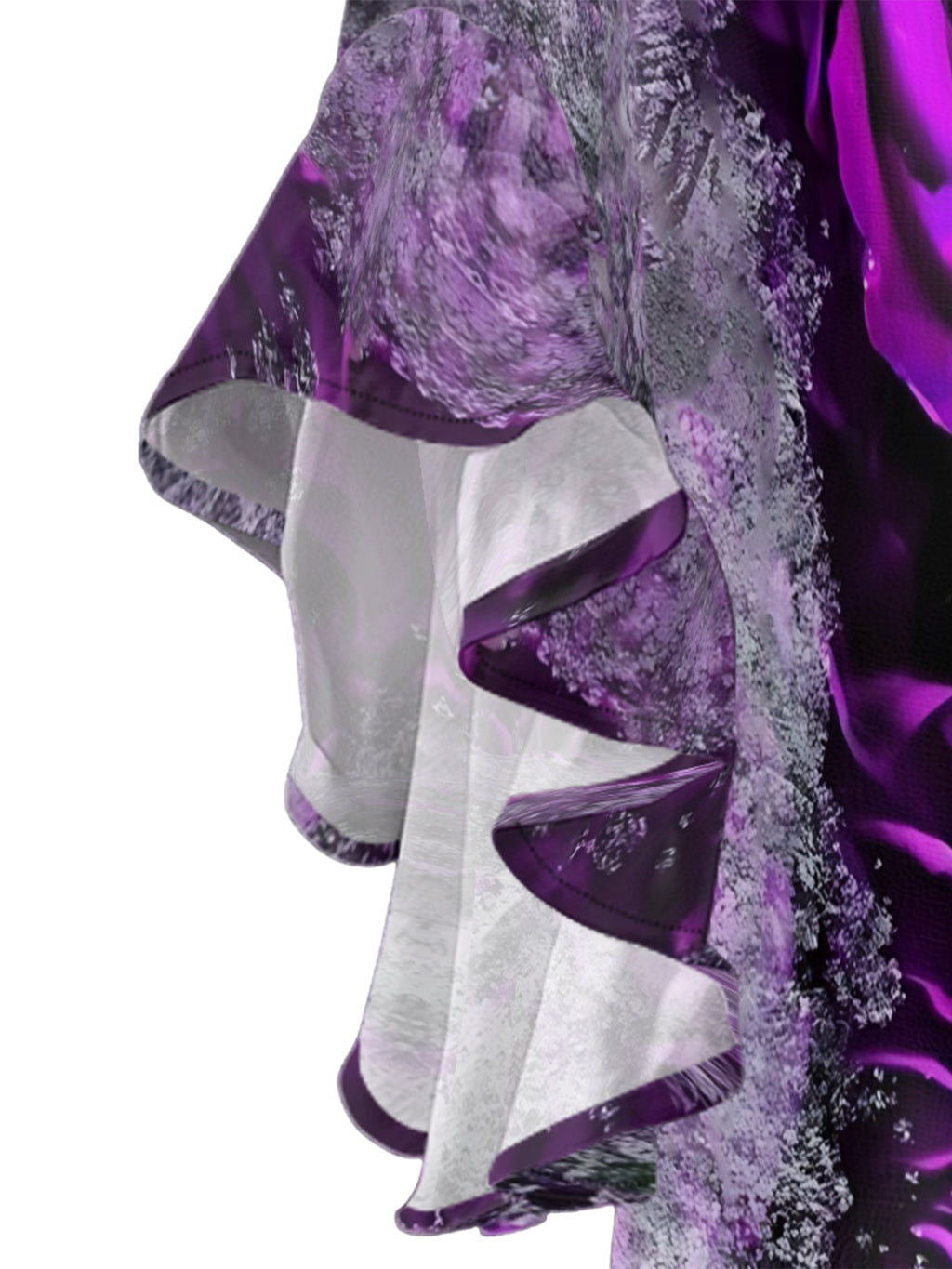 Purple Rose Skull V-neck Ruffle Blouse