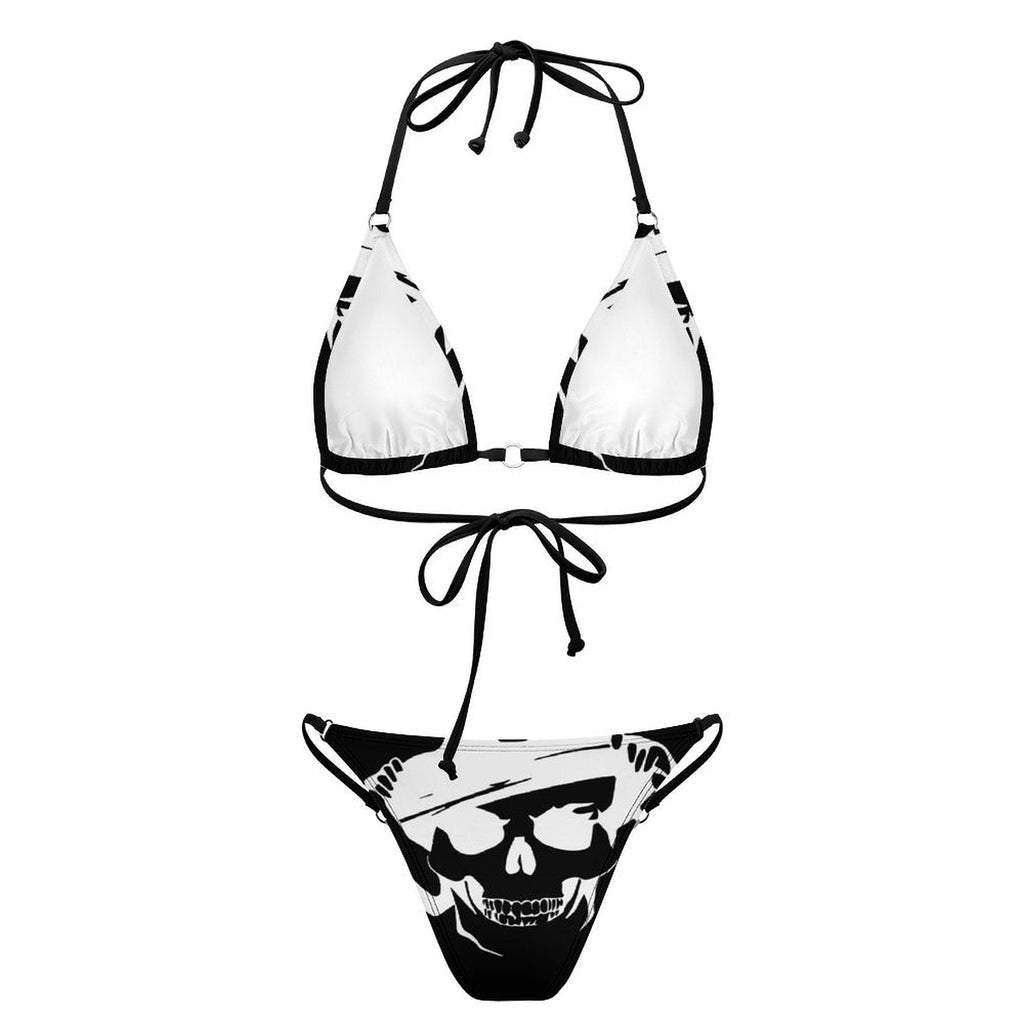 Sexy Skull Horror Smile Printed Lace-up Swim Suit