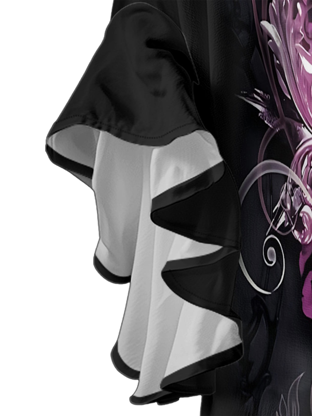 Purple mysterious skull V-neck Ruffle Blouse