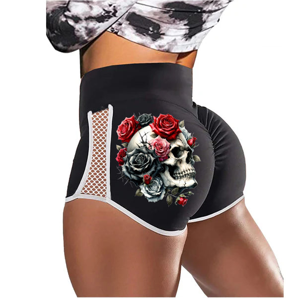 Every Rose Has Its Thorn Skull Low-Rise Track Shorts