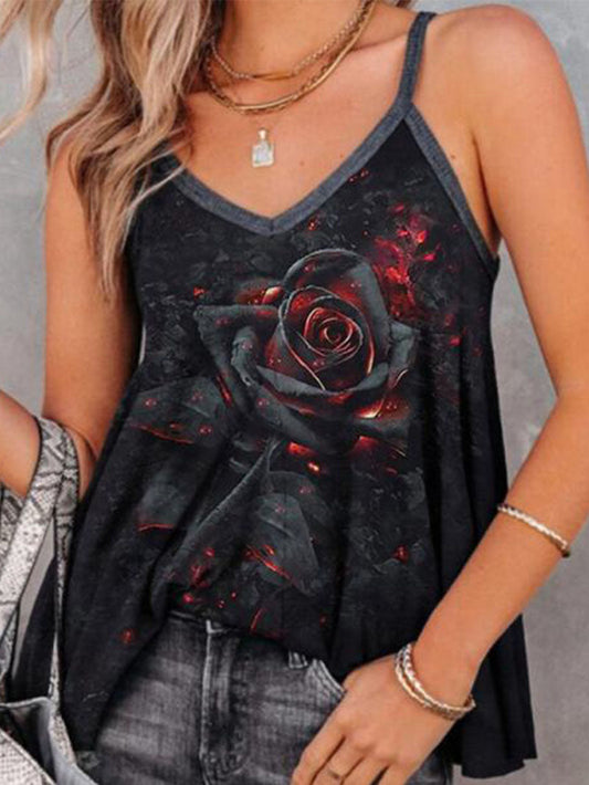 Rose print loose Vests