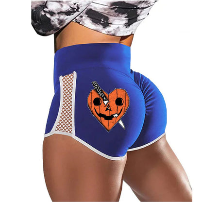 Halloween Heart Shaped Pumpkin Low-Rise Track Shorts