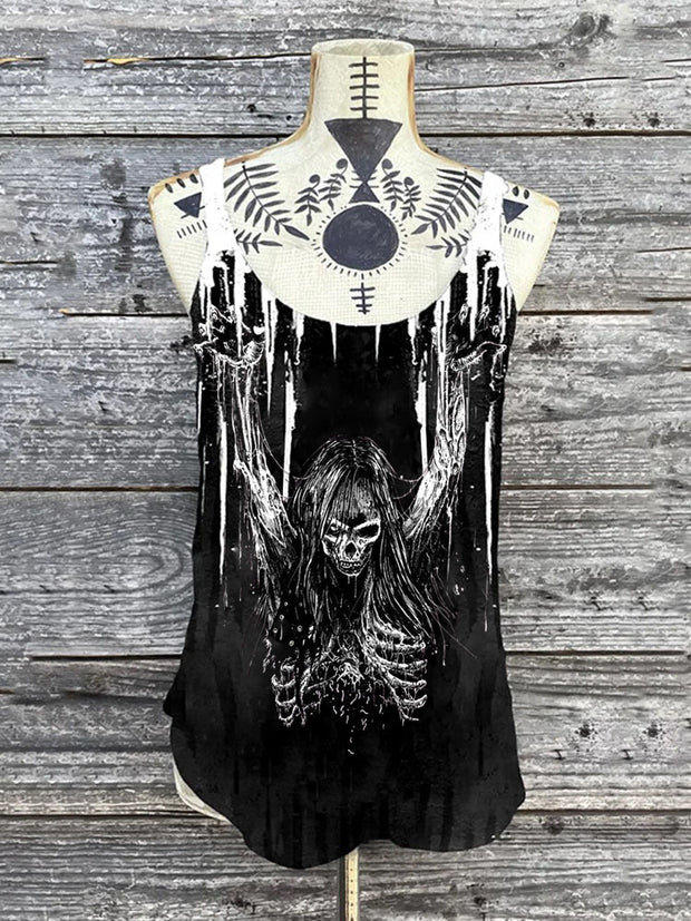 Horror Skull Printed Sexy Vest
