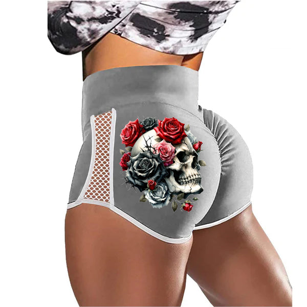 Every Rose Has Its Thorn Skull Low-Rise Track Shorts