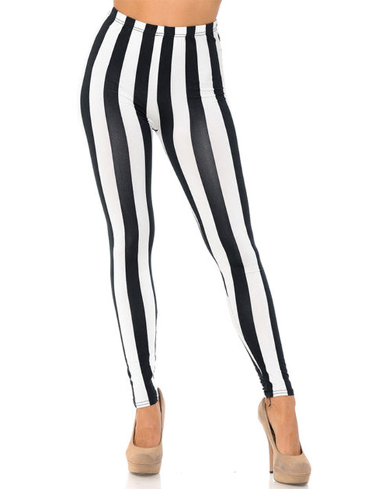 Zebra Stripes Printed Stretch Leggings