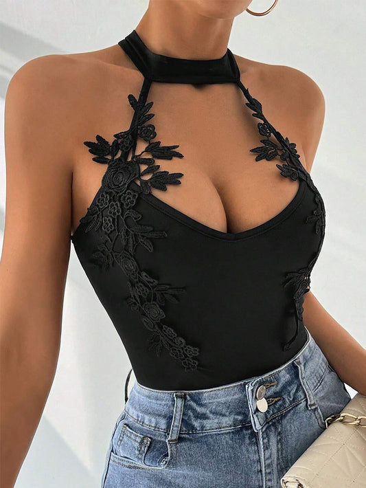 Sexy Lace Embroidered Jacquard Jumpsuit