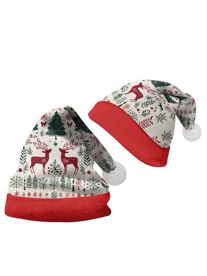 Christmas Multi-Pattern 3D Printed Cartoon Plush Christmas Hat