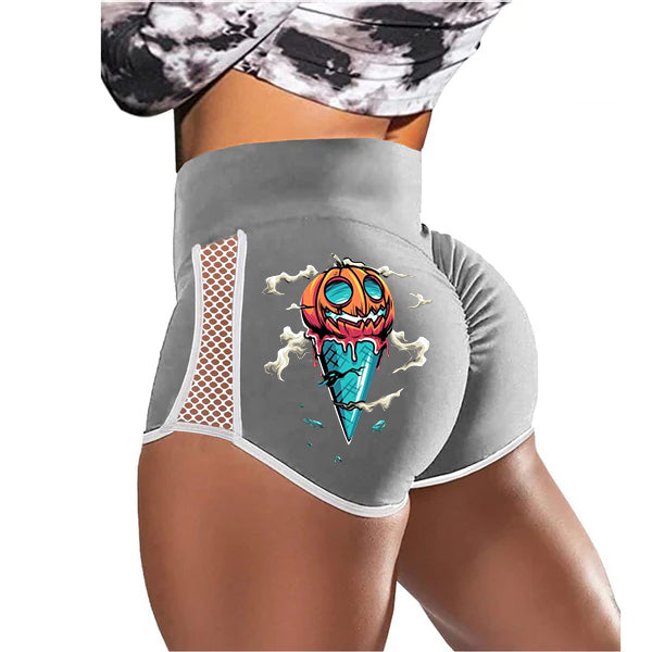 Halloween Pumpkin Ice Cream Low-Rise Track Shorts