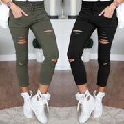 Ripped Lace-up Pencil Pants