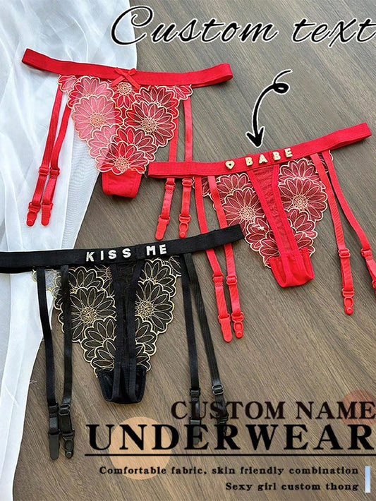 Sexy Flowers Lace Hollow out Garter Panties Custom