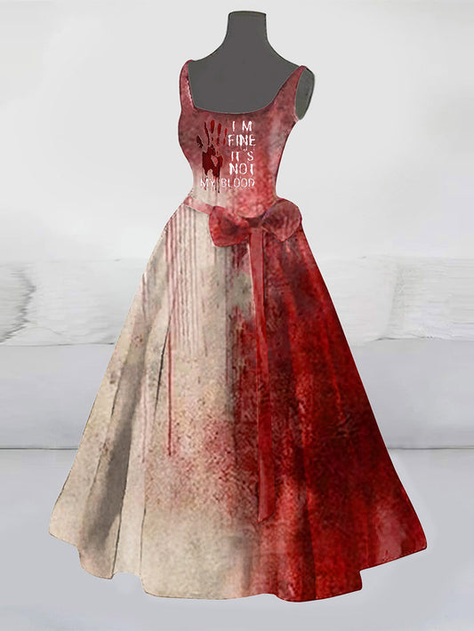 Halloween Blood Tie-Dye Gradient Printing Dress