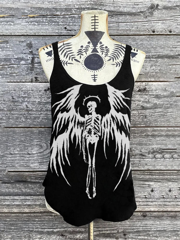 Winged Skeleton Canvas Printed Sexy Vest