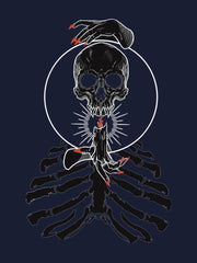 Gothic Skull Printed Batwing Sleeve round Neck Short Sleeve T-shirt