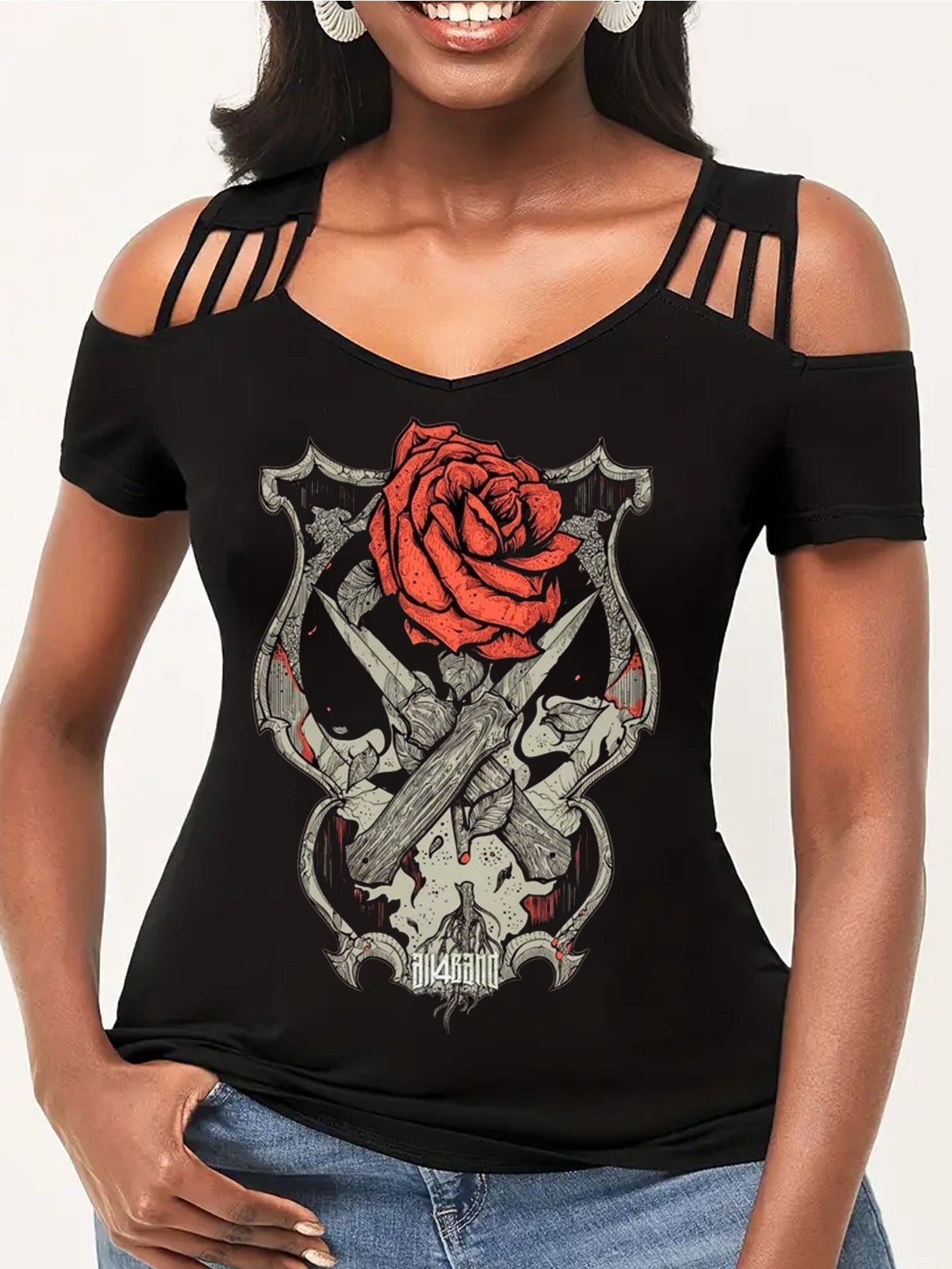 Sexy Dangerous Rose off-the-Shoulder Tops