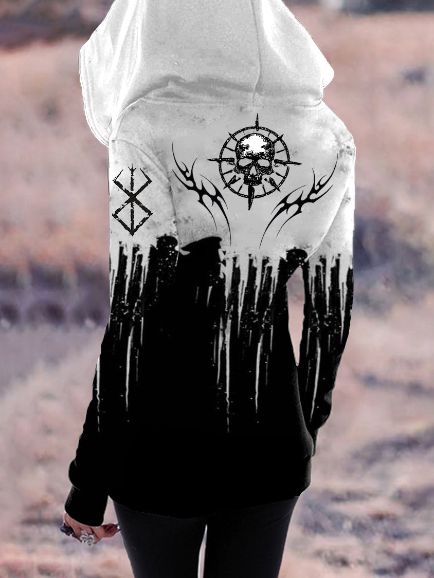 Women's Skull Compass Full Printed Hoodie