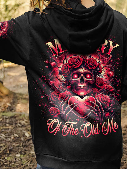 Women's Gothic Red Skull Queen Holding Heart Print Hoodie