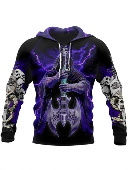 Fashion Men's Gothic Style 3D Skull Print Hoodie