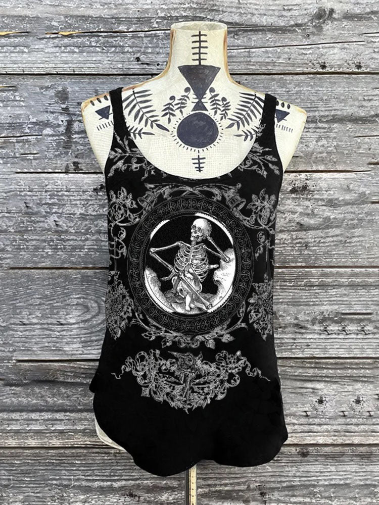 Gothic Skulls Skeletons Printed Sexy Vest