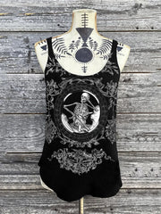 Gothic Skulls Skeletons Printed Sexy Vest