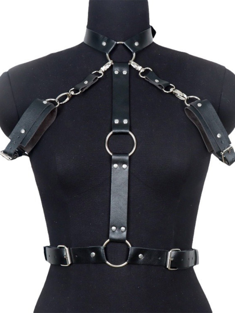 Sexy Collar Props Bondage Leather Top