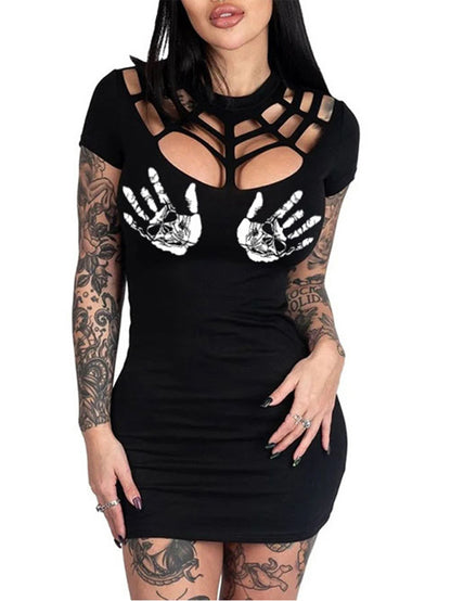 Women's Skull Hands Hollow Sheath Dress