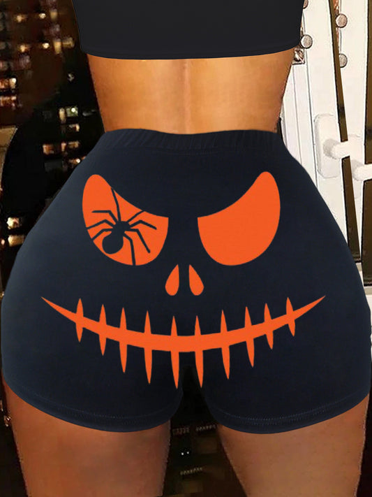 Halloween Pumpkin Printed Sports Casual Shorts