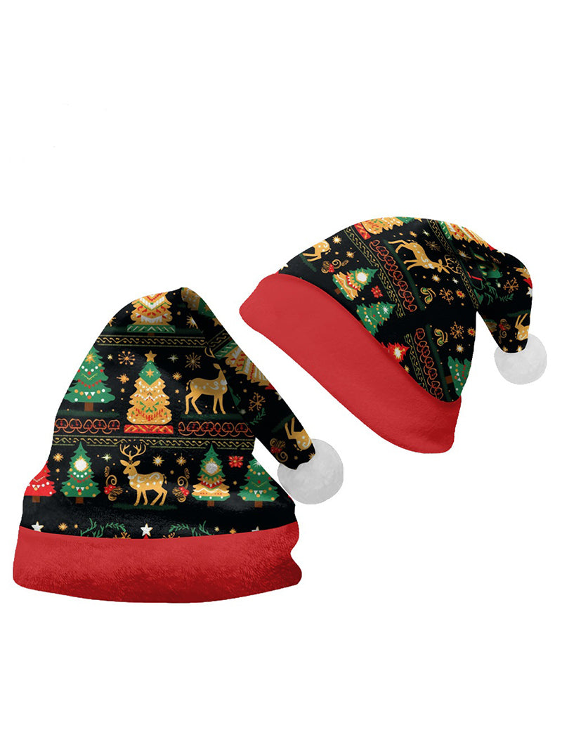 Christmas Multi-Pattern 3D Printed Cartoon Plush Christmas Hat