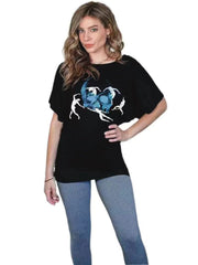 Skull X Ray Running Printed Batwing Sleeve round Neck Short Sleeve T-shirt