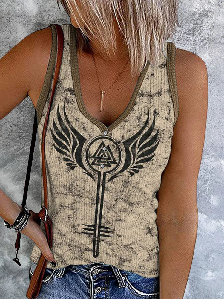 Norse Mythology Symbol Valkyrie Print Vest