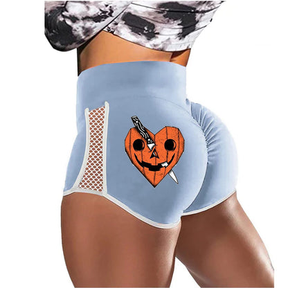 Halloween Heart Shaped Pumpkin Low-Rise Track Shorts