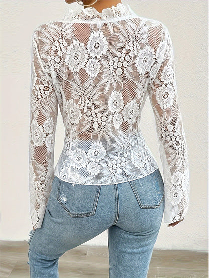 Sexy Lace Cardigan Long Sleeve Top