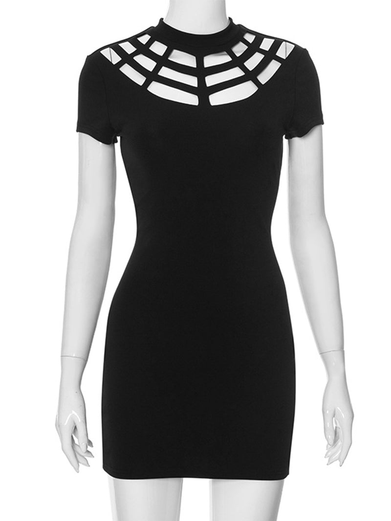 Women's Dangerous Love Spider Web Hollow Sheath Dress