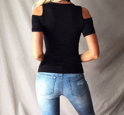 Sexy Strapless Short-sleeved T-shirt