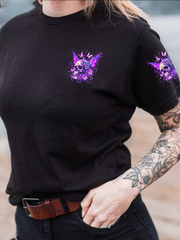 Butterfly Skull Print Short Sleeve T-Shirt