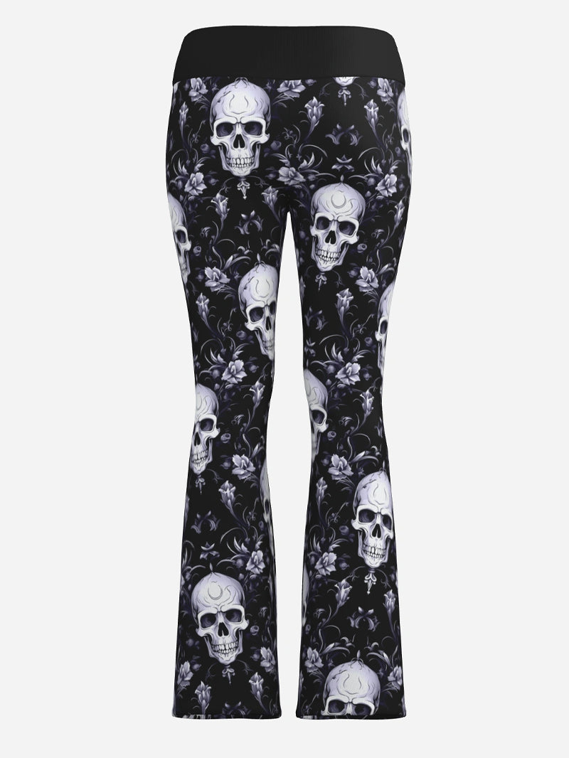 Women's Fashion Gothic 3D Print Skull Cross Belly Contracting Yoga Pants