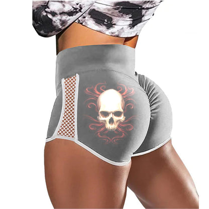 Red Hair Skull Devil Low-Rise Track Shorts