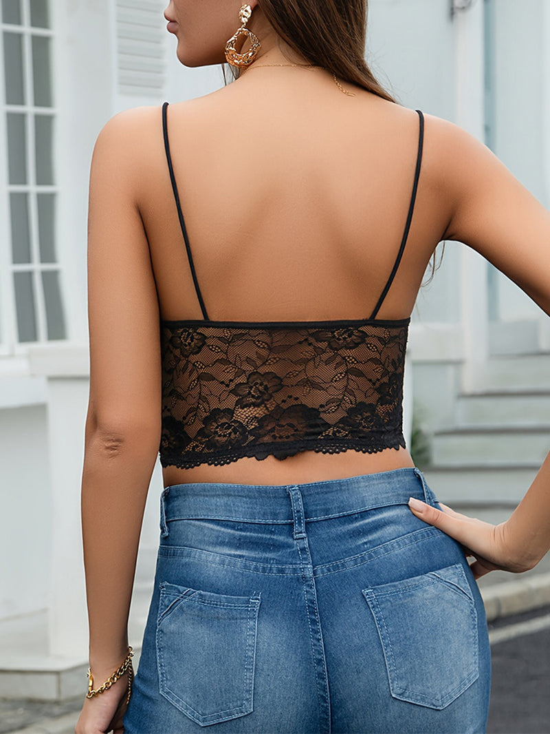 Sexy Strappy Bow Cutout Lace Stitching Top