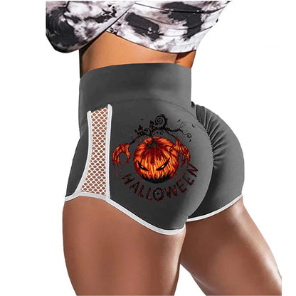 Halloween Evil Pumpkin Low-Rise Track Shorts