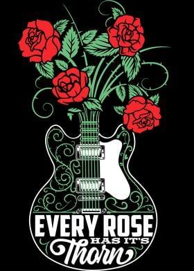 Every Rose Has It's Thorn Guitar Rose Print Vest