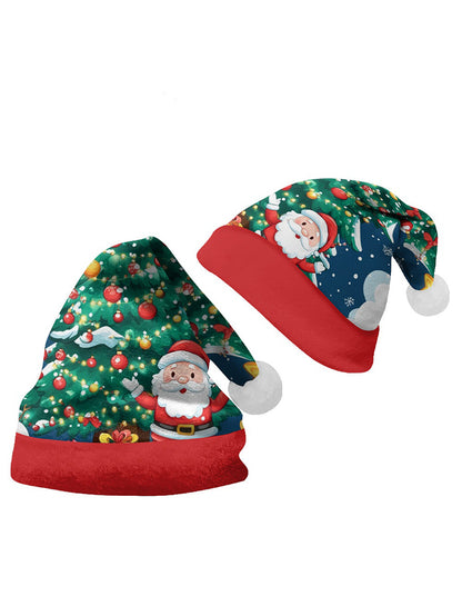 Christmas Multi-Pattern 3D Printed Cartoon Plush Christmas Hat