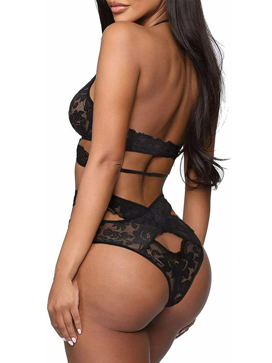 Sexy See-through Lace Cross Underwear Suit