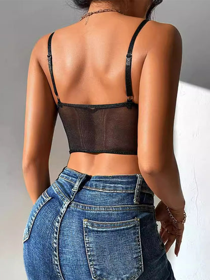 Sexy Lace Stitching Mesh Eyelash Camisole