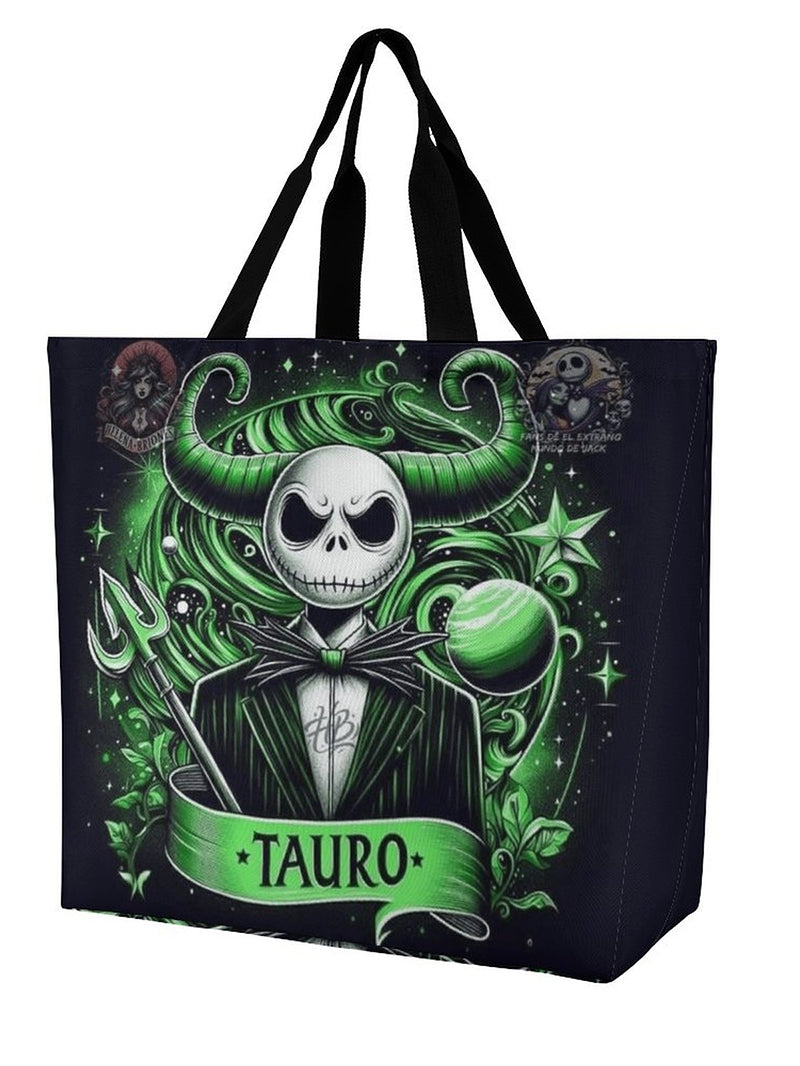 Lady Gothic Tauro Horn Skull Alien Print Large Capacity One Shoulder Shopping Bag