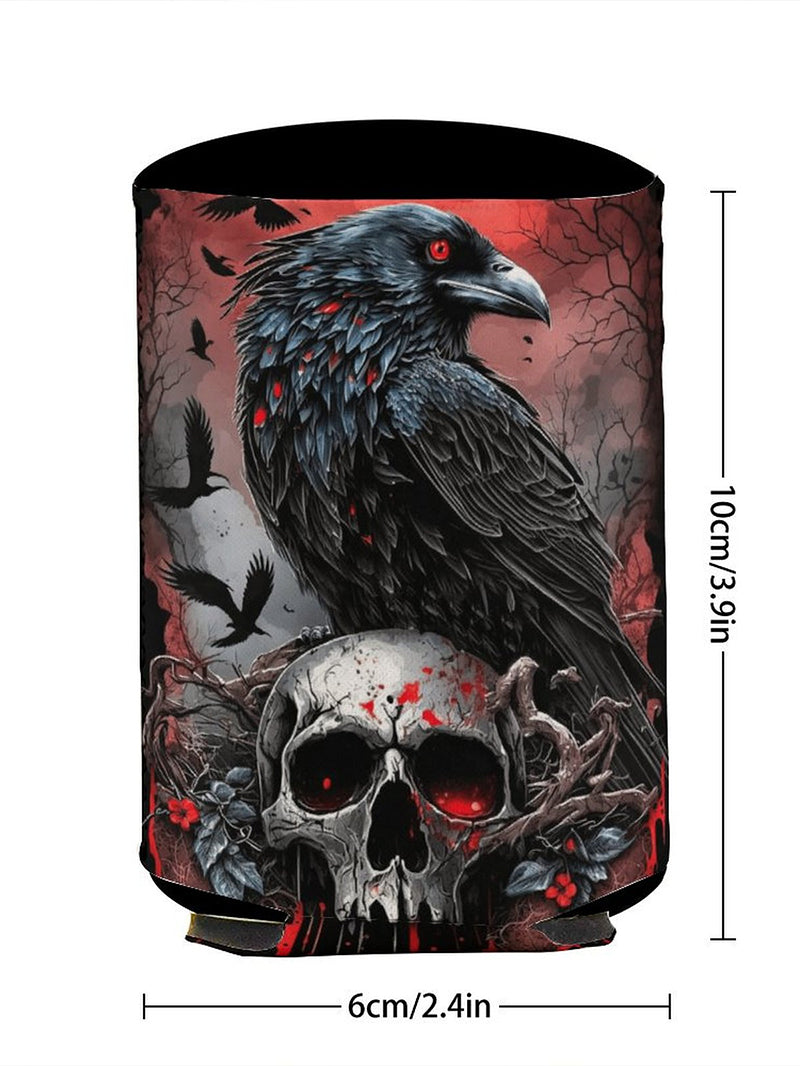 Fashion Gothic Night Skull Crow Printed Cup Cover