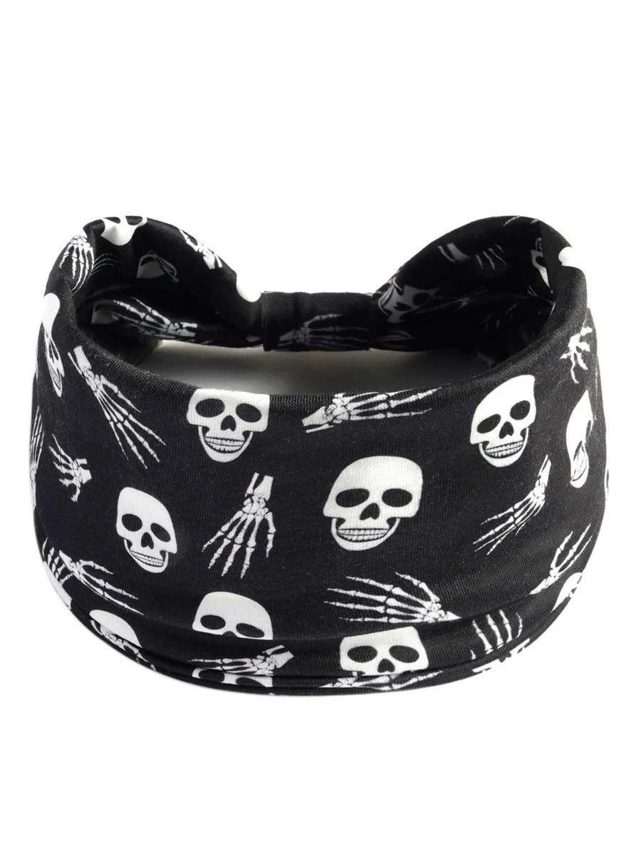 Schweißabsorbierendes Sport-Haarband-Kopftuch mit Gothic-Totenkopf-Print