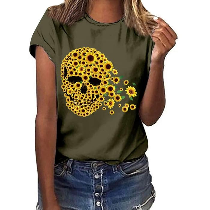 Sunflower Graffiti Printed Short Sleeve T-shirt