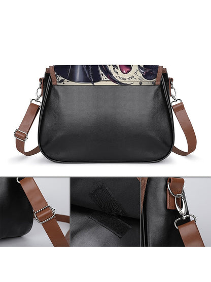 Women's Fashion Rebel Soul Skull Print Leather Haversack